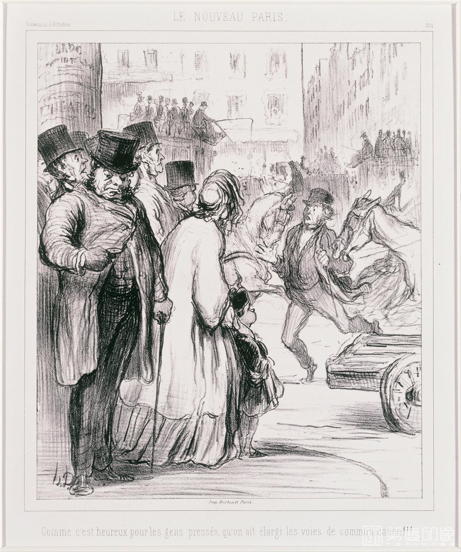 素描-美国菲利普美术馆-Honoré Daumier-Le Nouveau Paris Comme c'est heureux pour les gens pressés qu'on ait élargi les voies de communication-225